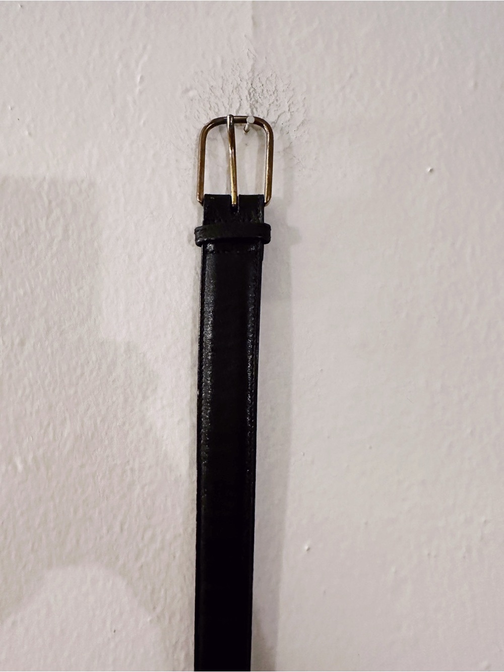 Vintage Trafalgar Leather Belt Black Gold Buckle - Picture 2 of 5